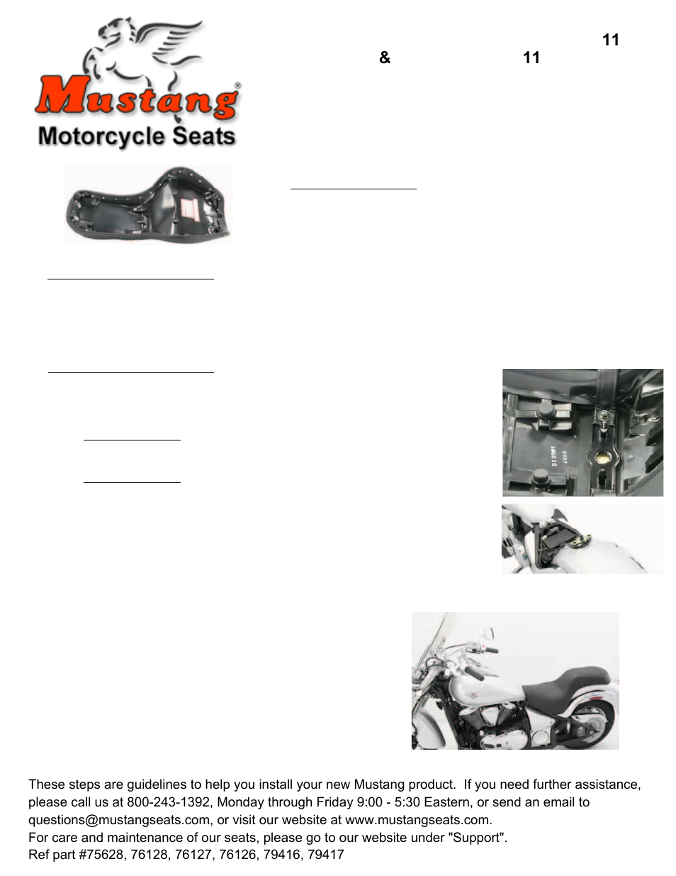 Mustang Motorcycle Seats One-Piece DayTripper Seat Kawasaki Vulcan 900 Classic User Manual | 1 page