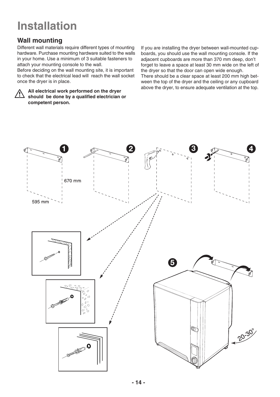 Installation | Electrolux EDC3150 User Manual | Page 14 / 28