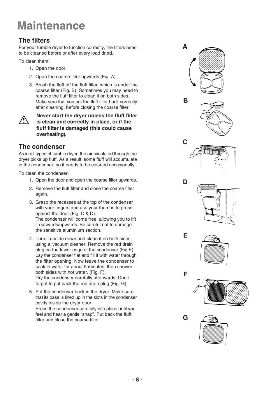 Maintenance | Electrolux EDC3150 User Manual | Page 8 / 28