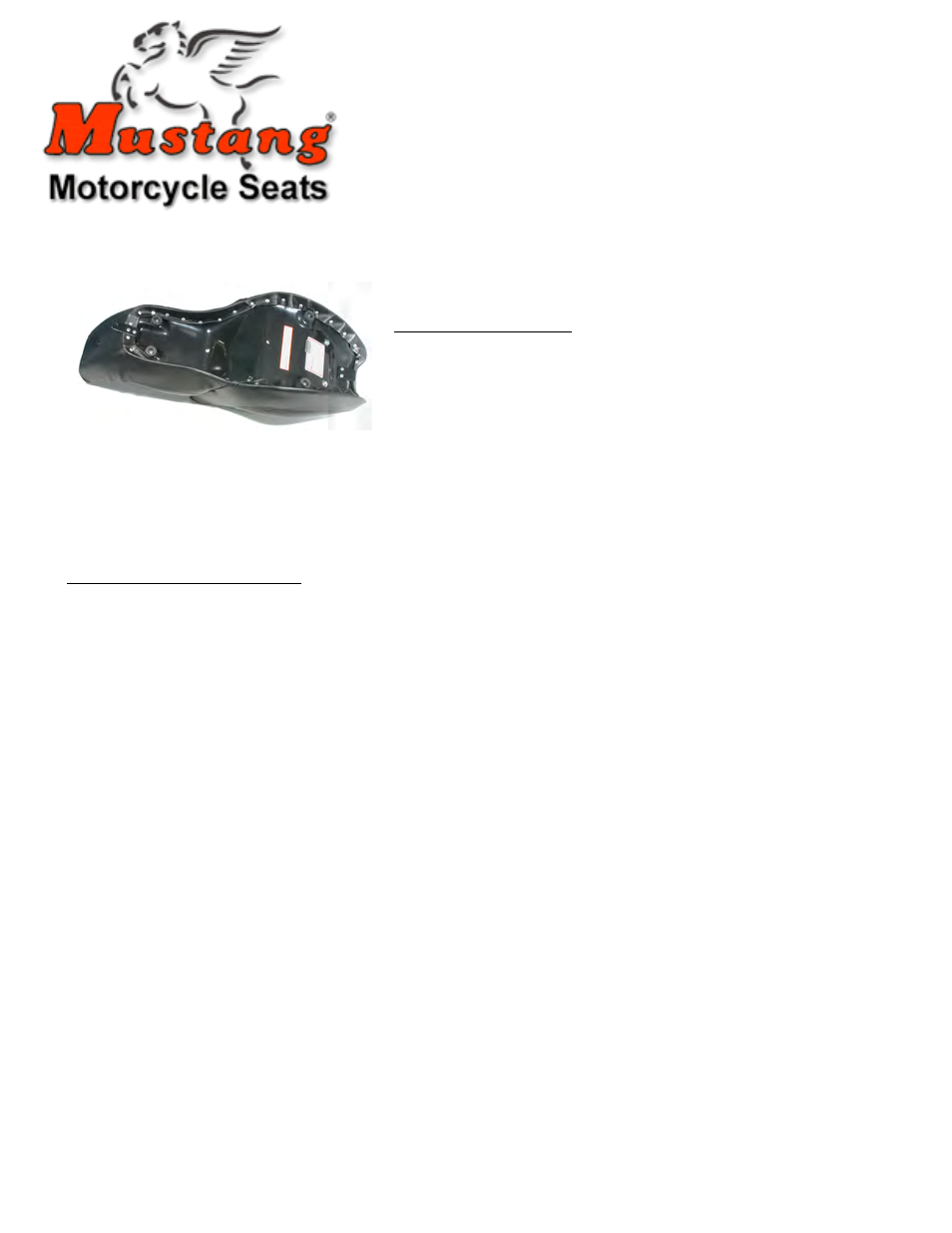 Mustang Motorcycle Seats One-Piece Squareback Seat - Suzuki 1400 Intruder & S83 User Manual | 2 pages