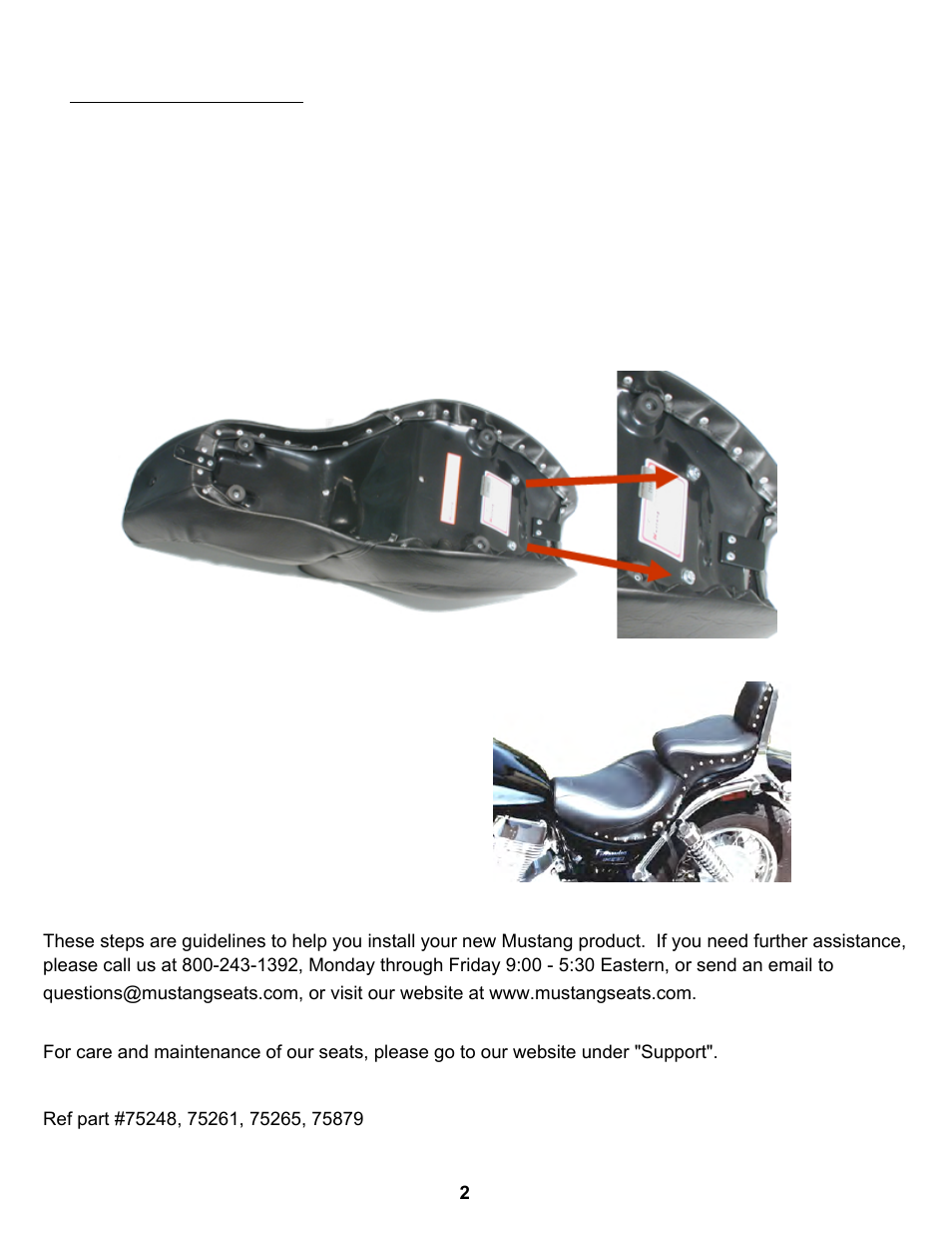 Mustang Motorcycle Seats One-Piece Squareback Seat - Suzuki 1400 Intruder & S83 User Manual | Page 2 / 2