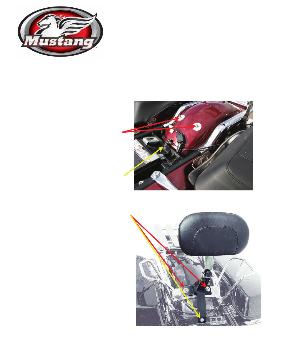 Mustang Motorcycle Seats Driver Backrest Kit, Smooth with Chrome Studs - Harley-Davidson FLHT User Manual | 1 page