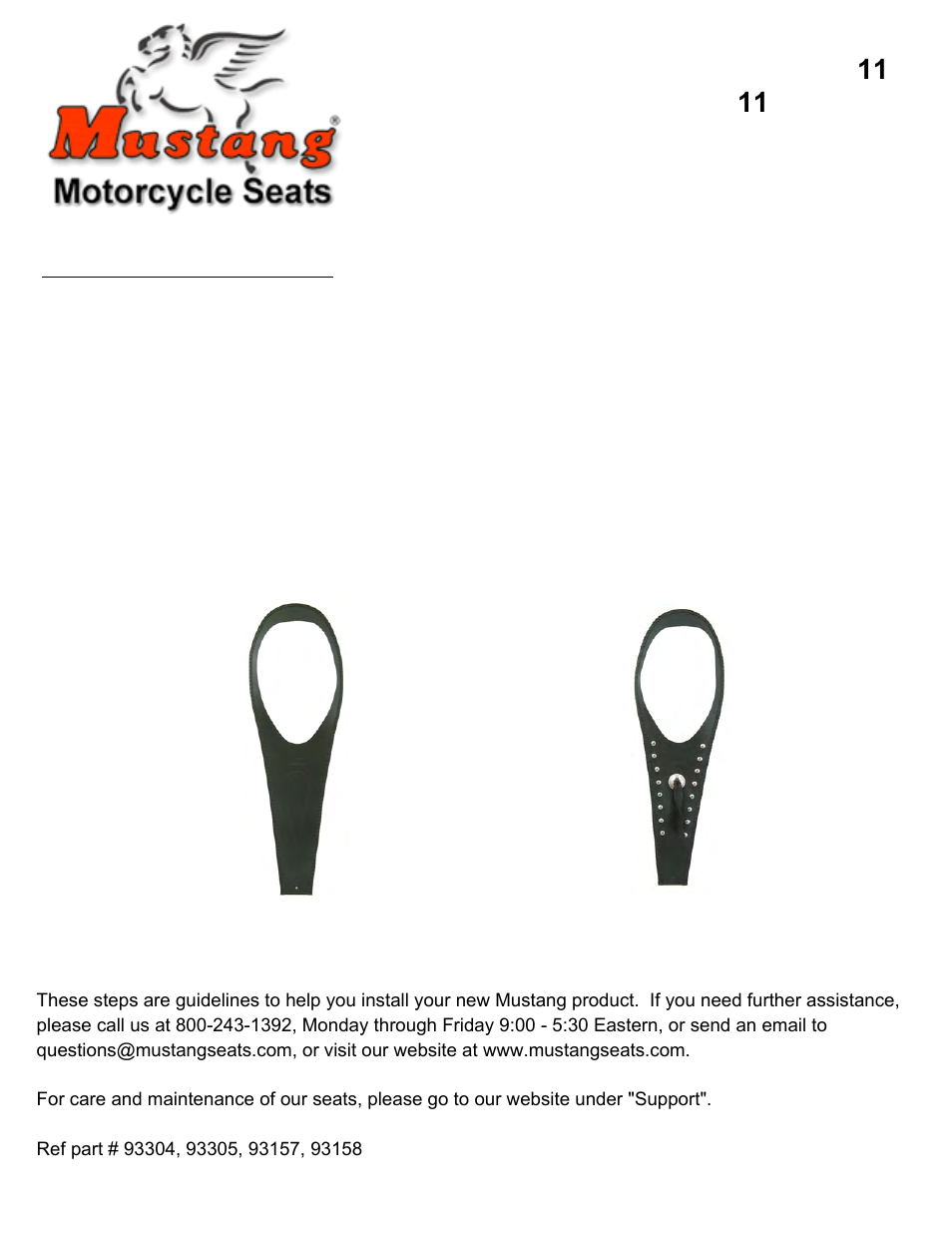 Mustang Motorcycle Seats Studded Pouch Tank Bib - Yamaha V-Star 1100 Classic & Custom User Manual | 1 page