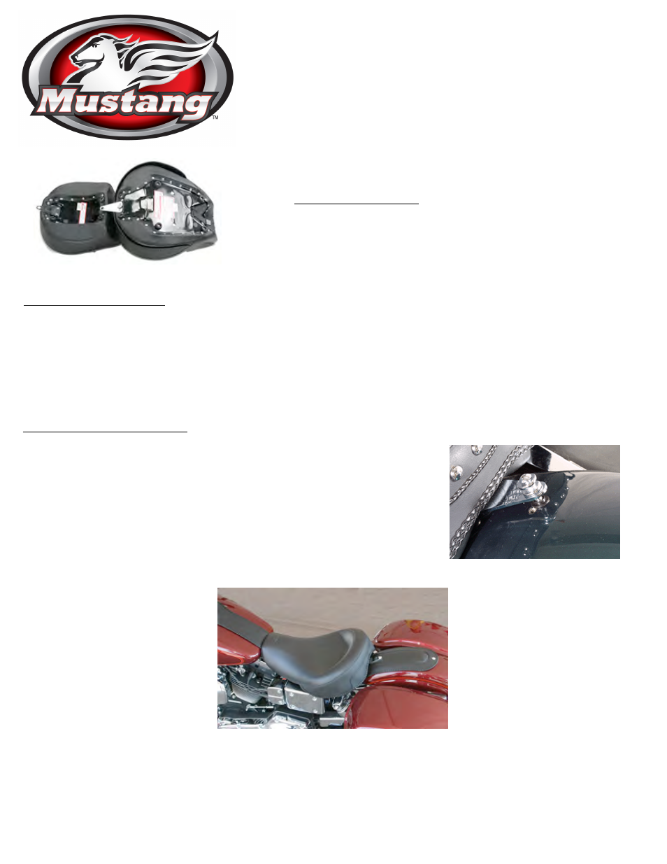 Mustang Motorcycle Seats Tripper Solo Seat - Harley-Davidson Dyna Glide User Manual | 2 pages