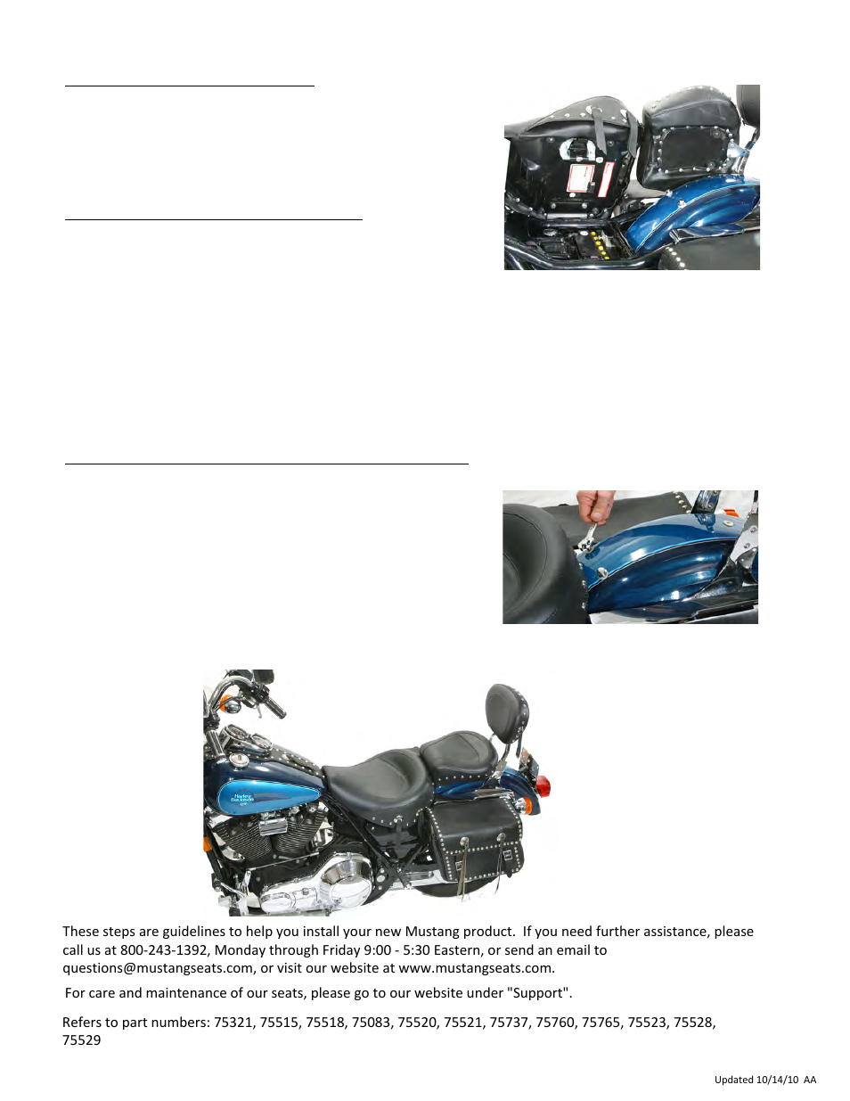 Mustang Motorcycle Seats Studded Rear Seat - Harley-Davidson FXR User Manual | Page 2 / 2