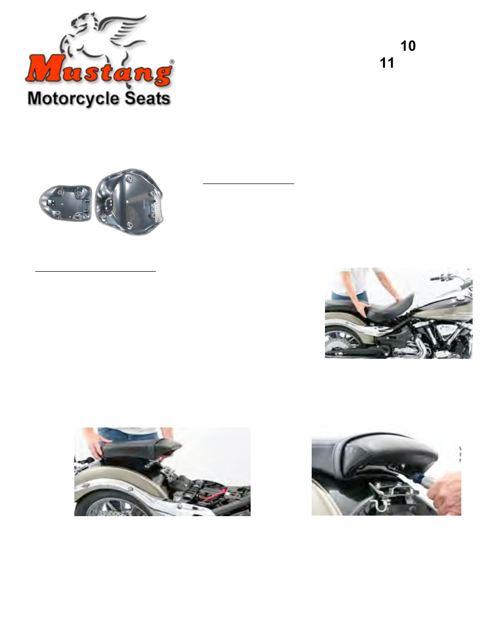 Mustang Motorcycle Seats Wide Touring Studded Recessed Rear Seat Yamaha Roadliner User Manual | 2 pages