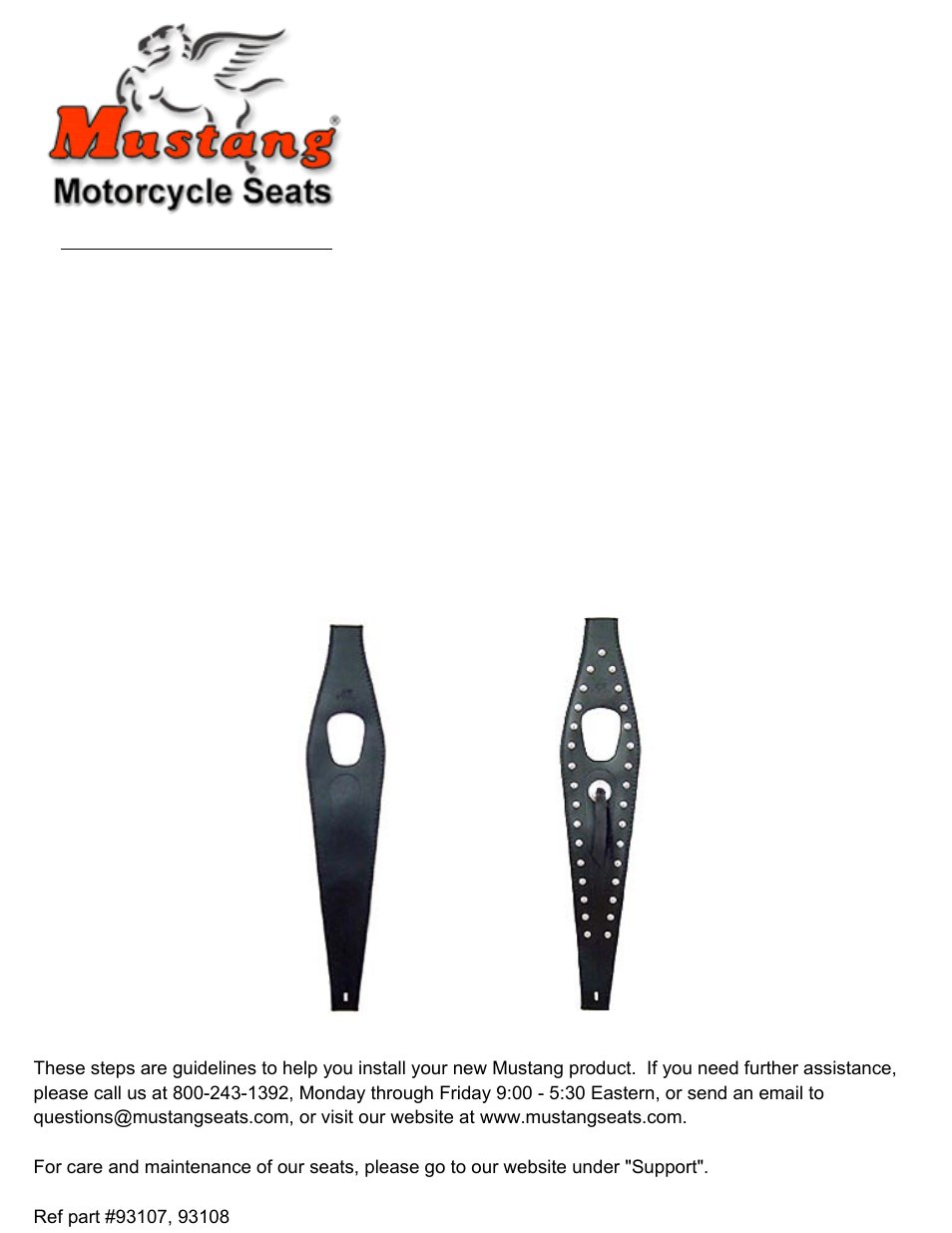 Mustang Motorcycle Seats Studded Tank Bib - Suzuki 700 User Manual | 1 page