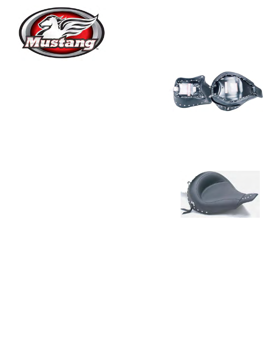 Mustang Motorcycle Seats Wide Touring Studded Smooth Rear Seat, 14" wide - Harley-Davidson FLT User Manual | 2 pages