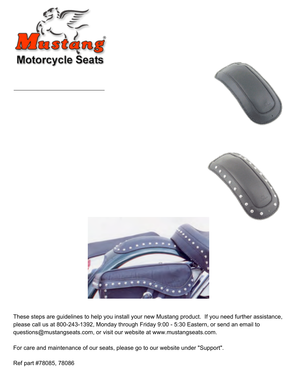Mustang Motorcycle Seats Studded Fender Bib - Honda VT1100 Aero User Manual | 1 page