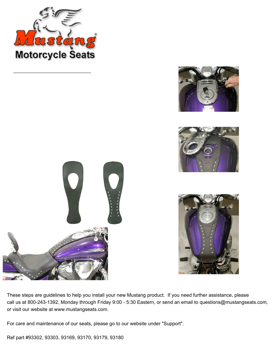 Mustang Motorcycle Seats Studded Tank Bib - Honda VTX 1800C User Manual | 1 page
