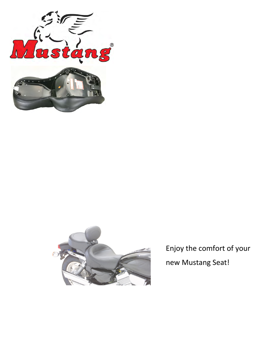 Mustang Motorcycle Seats Wide Touring One-Piece Vintage Seat - Honda VF750 Magna, No Studs, No Conchos User Manual | 1 page