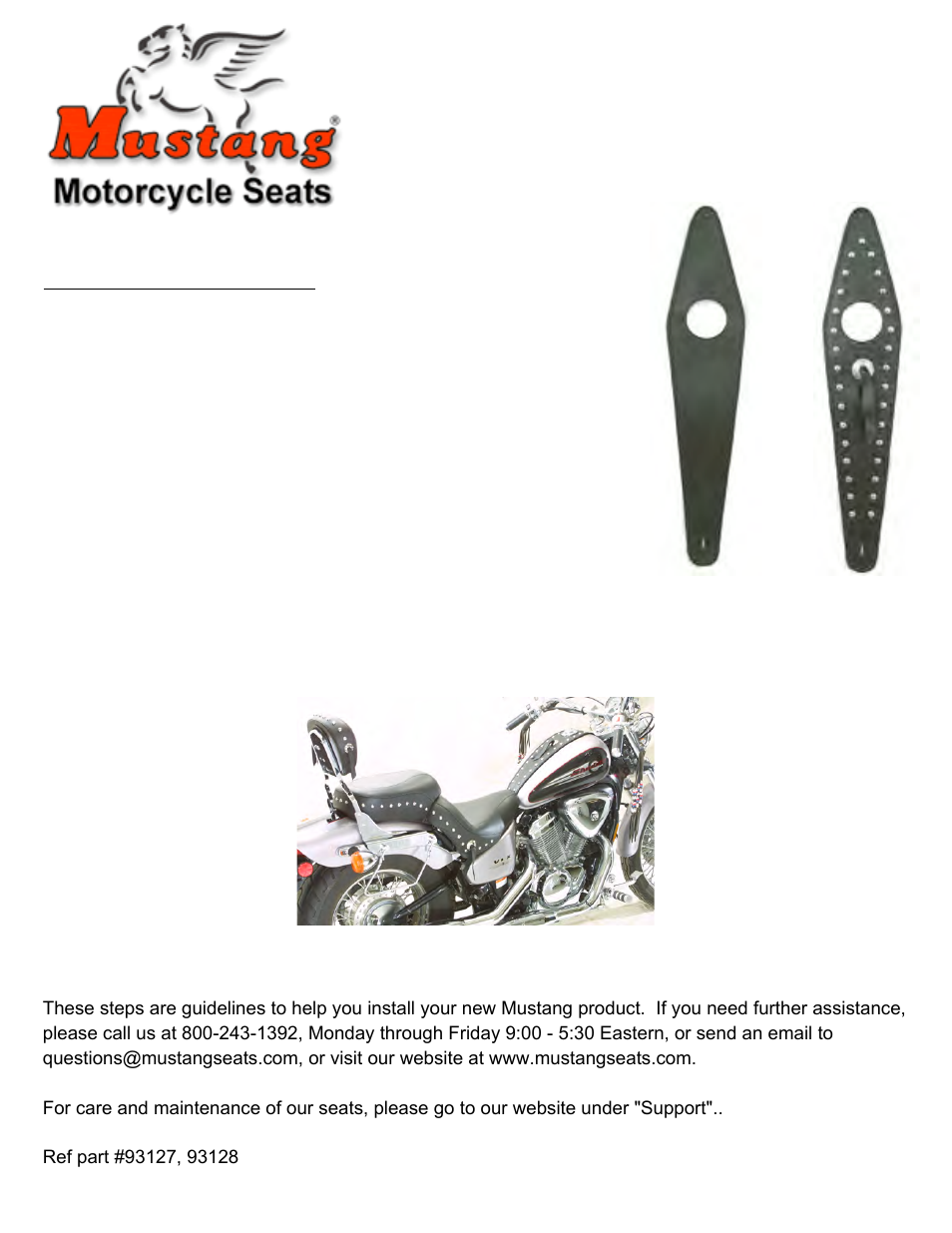 Mustang Motorcycle Seats Studded Tank Bib - Honda VLX 600 User Manual | 1 page