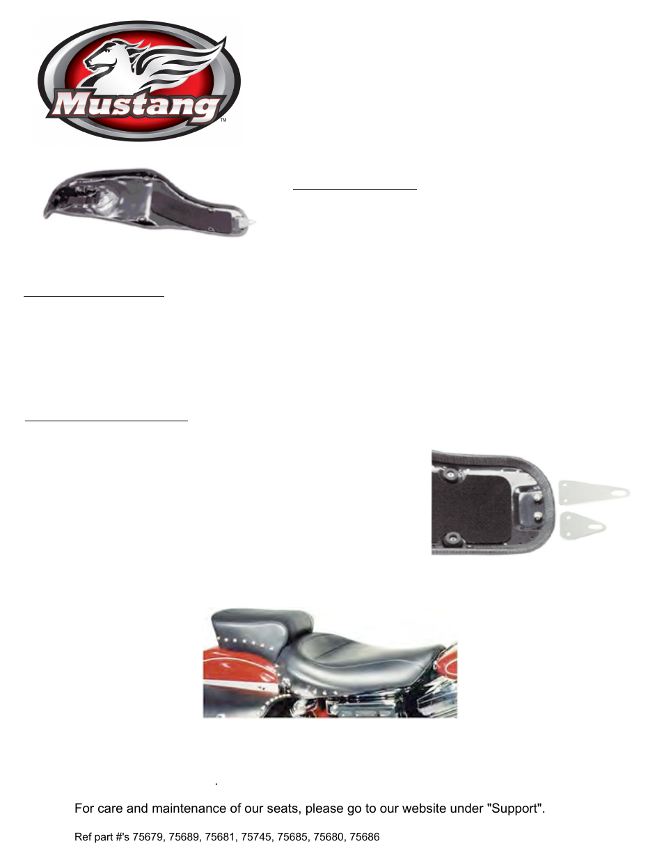 Mustang Motorcycle Seats One-Piece Regal Duke Seat - Harley-Davidson Dyna Glide User Manual | 1 page