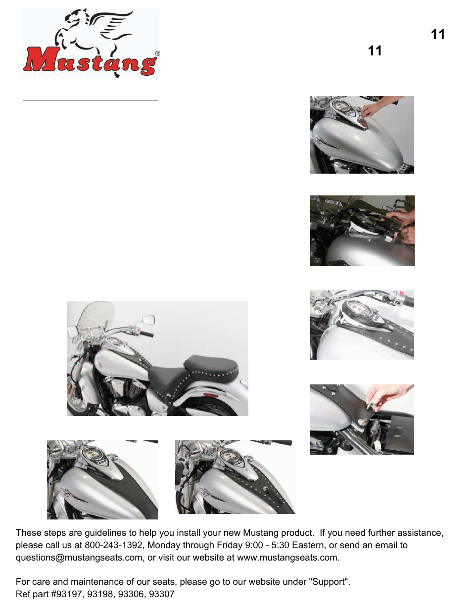 Mustang Motorcycle Seats Studded Pouch Tank Bib - Kawasaki Vulcan 900 User Manual | 1 page