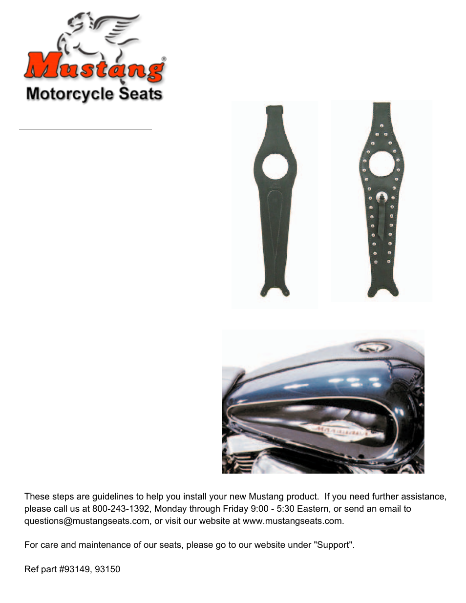 Mustang Motorcycle Seats Studded Tank Bib - Suzuki VZ800 Marauder User Manual | 1 page