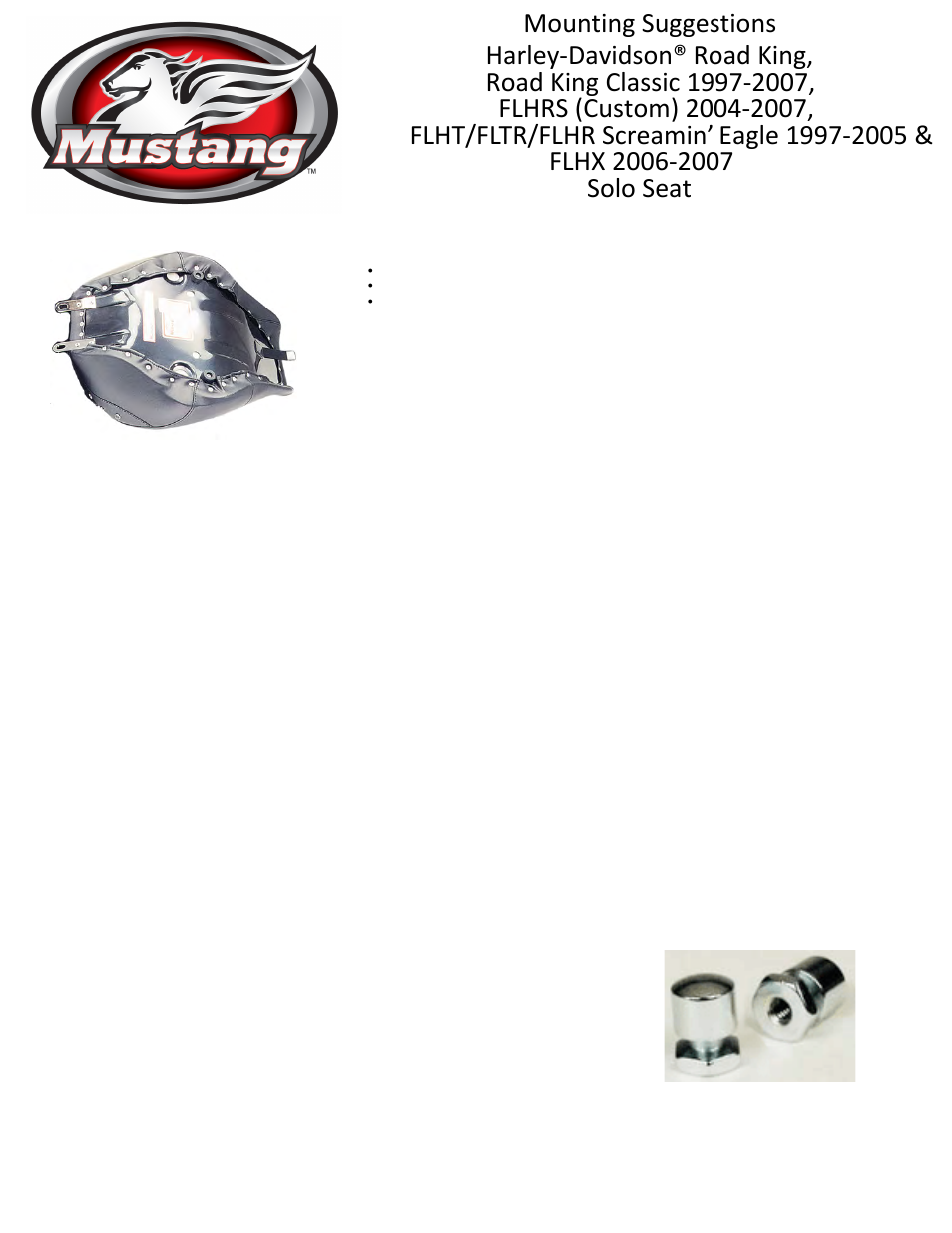 Mustang Motorcycle Seats Deluxe DayTripper Solo Seat - Harley-Davidson FLHR User Manual | 2 pages