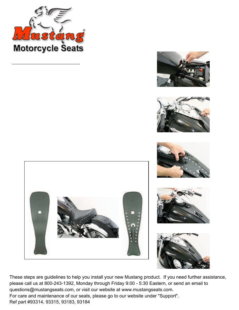 Mustang Motorcycle Seats Studded Pouch Tank Bib - Kawasaki Vulcan 1600 Classic & Nomad User Manual | 1 page