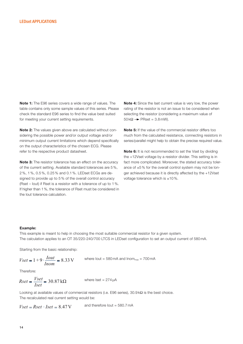 Vset, Rset, Iset | OSRAM OPTOTRONIC Constant current LED power supplies with 3DIM User Manual | Page 14 / 50