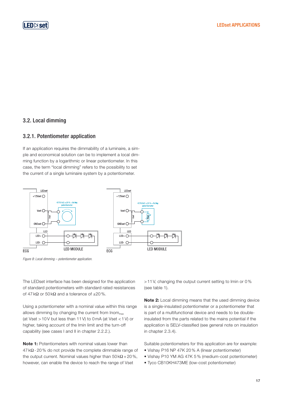 Local dimming 3.2.1. potentiometer application | OSRAM OPTOTRONIC Constant current LED power supplies with 3DIM User Manual | Page 17 / 50