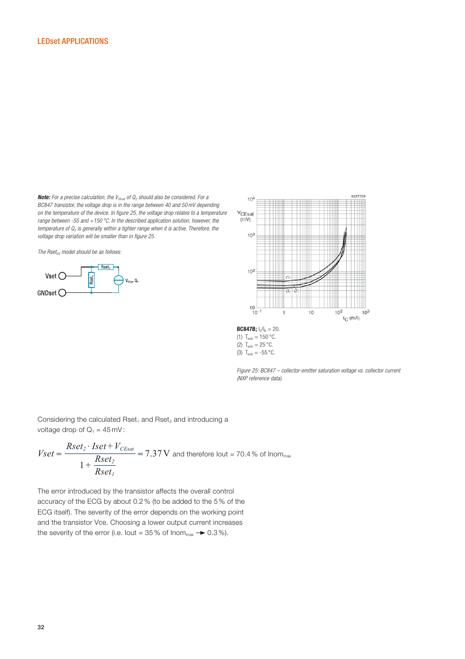Vset 7.37 v rset, Iset + v, 1 + rset | Rset, Ledset applications | OSRAM OPTOTRONIC Constant current LED power supplies with 3DIM User Manual | Page 32 / 50