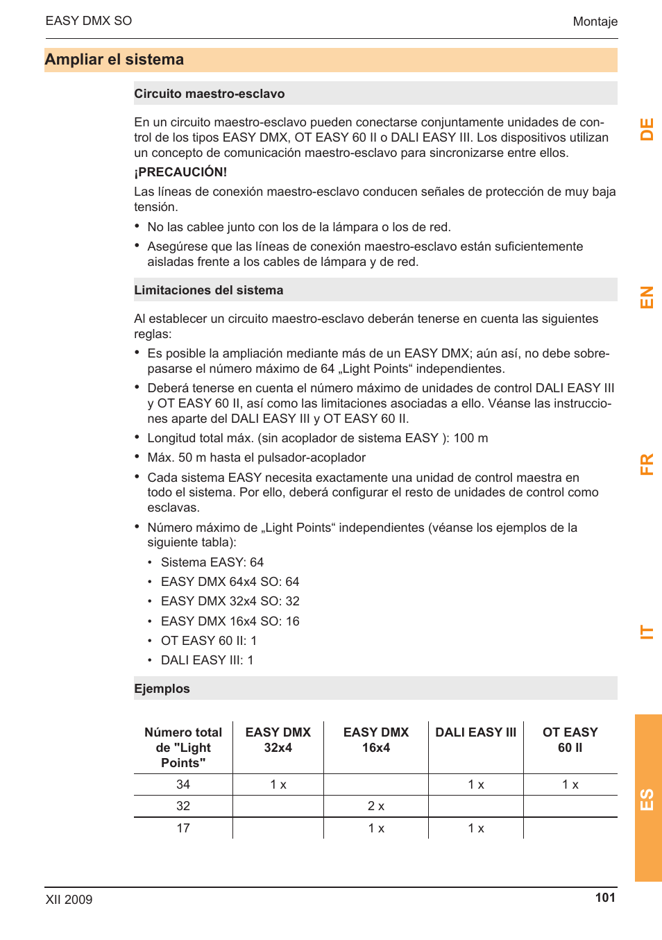 De en fr it es | OSRAM EASY DMX 16x4 SO User Manual | Page 101 / 114