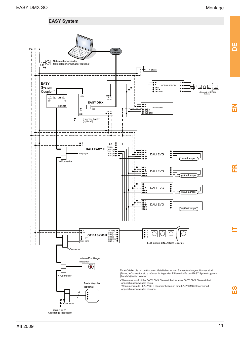 De en fr it es, Easy system coupler | OSRAM EASY DMX 16x4 SO User Manual | Page 11 / 114