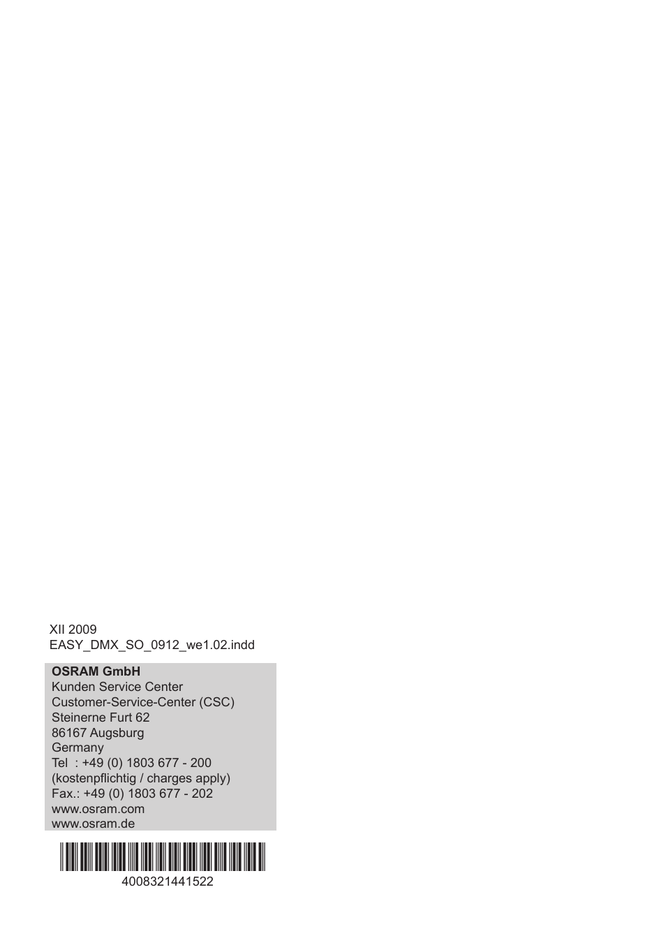 OSRAM EASY DMX 16x4 SO User Manual | Page 114 / 114