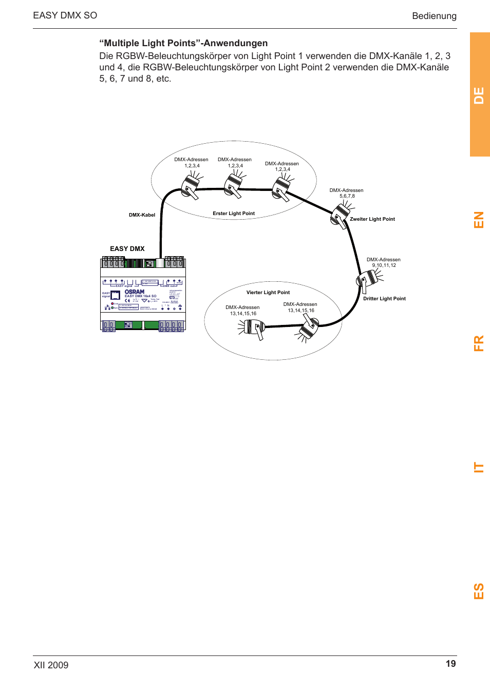 De en fr it es, Easy dmx | OSRAM EASY DMX 16x4 SO User Manual | Page 19 / 114