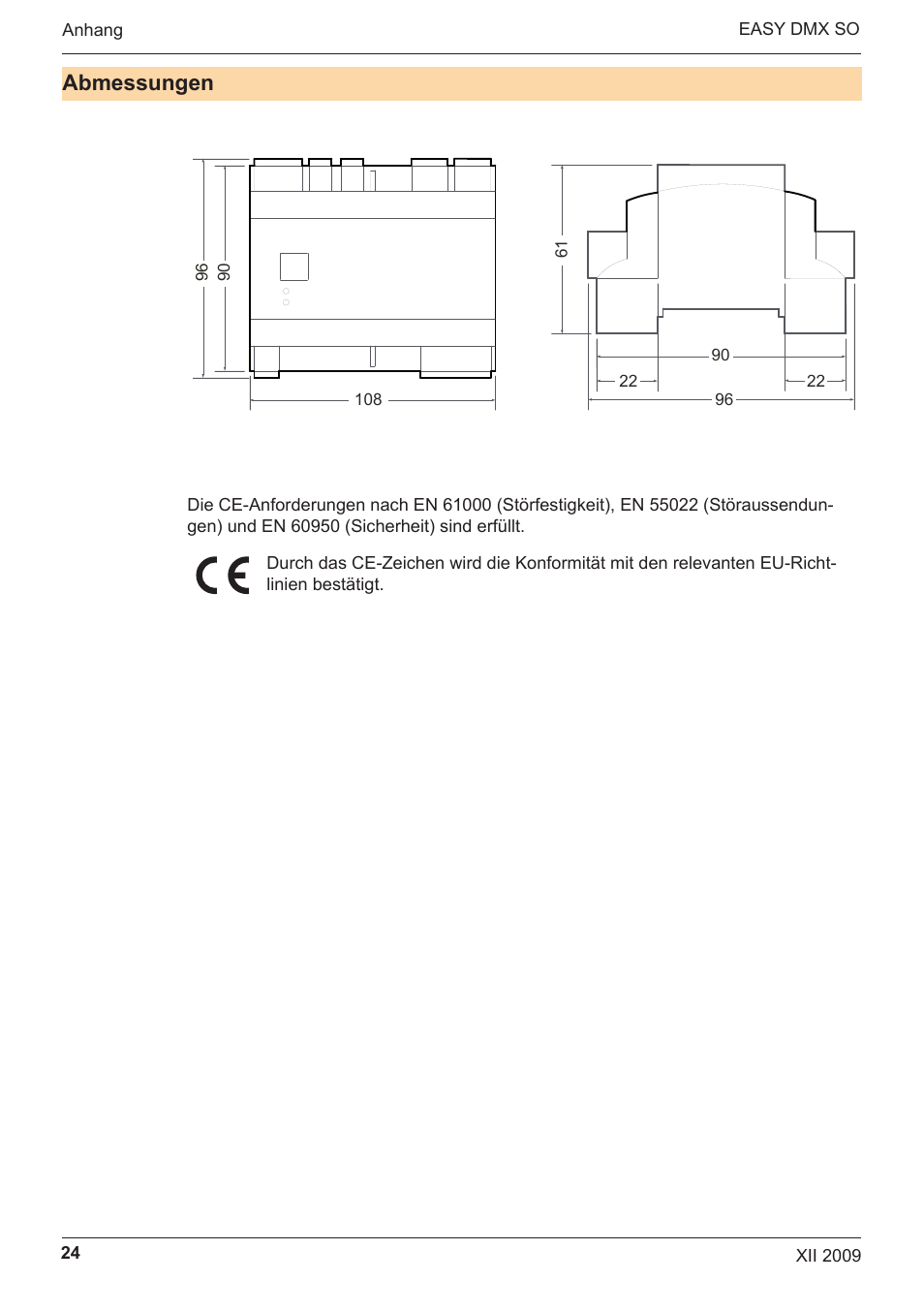 Abmessungen | OSRAM EASY DMX 16x4 SO User Manual | Page 24 / 114