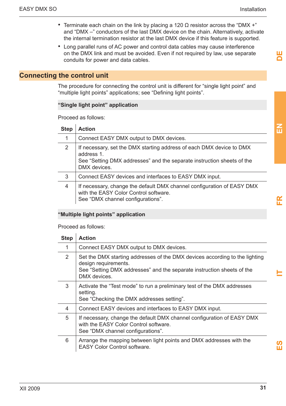De en fr it es | OSRAM EASY DMX 16x4 SO User Manual | Page 31 / 114