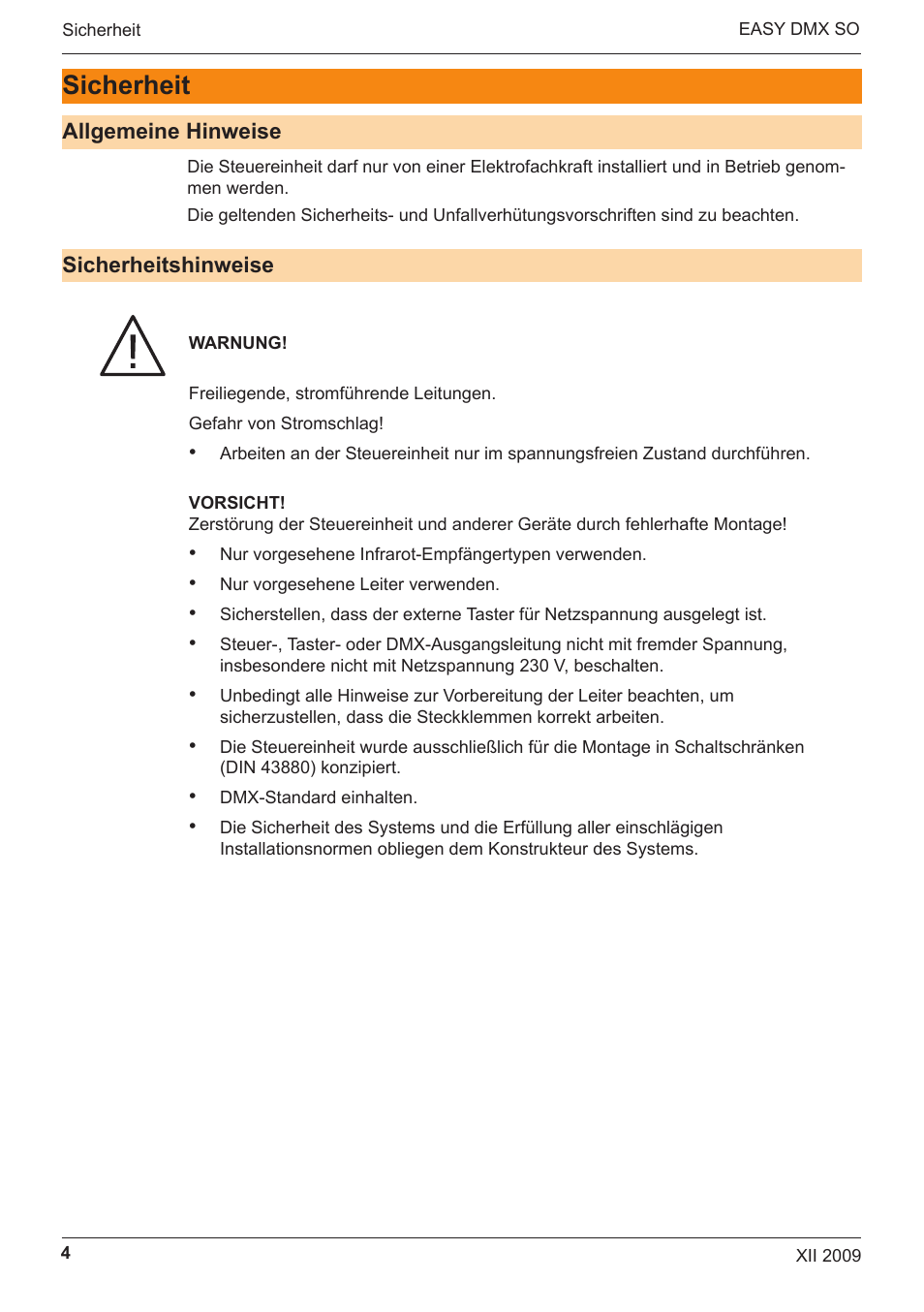 Sicherheit | OSRAM EASY DMX 16x4 SO User Manual | Page 4 / 114