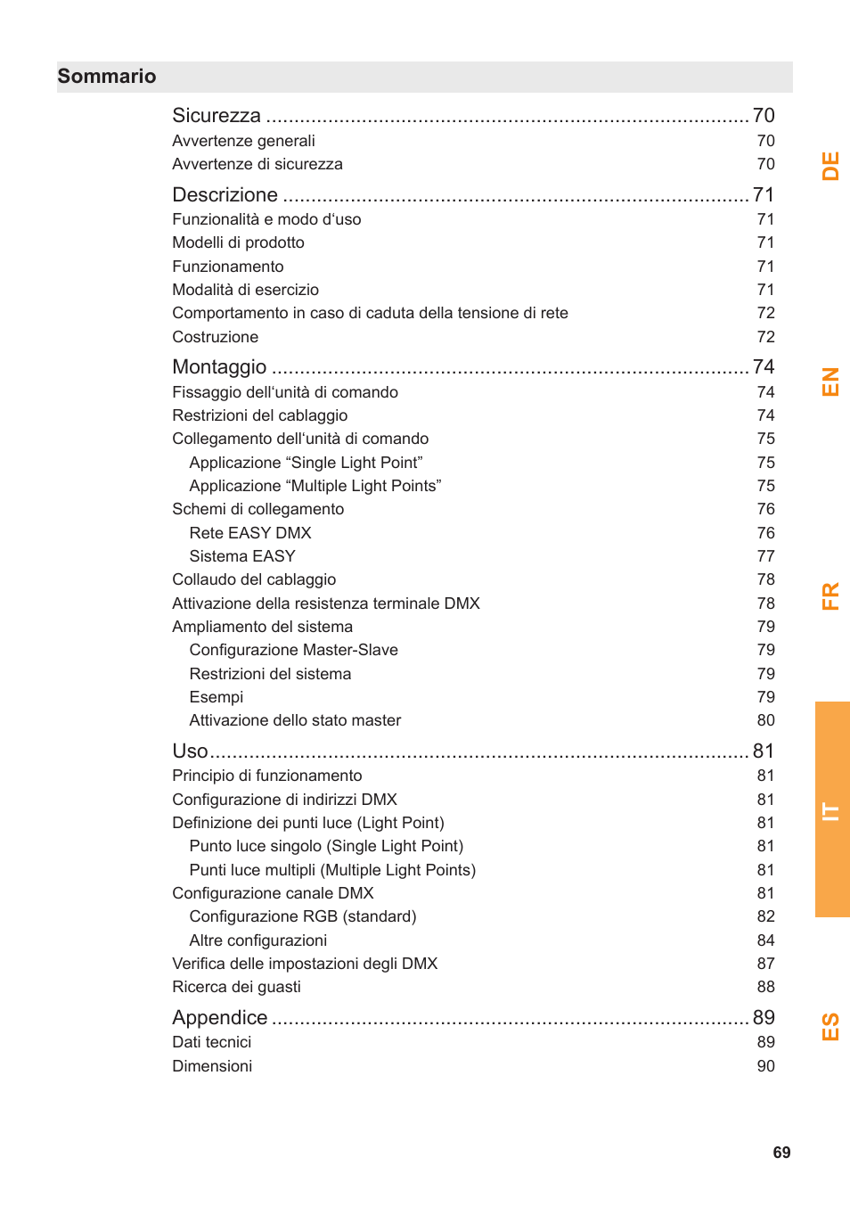 De en fr it es | OSRAM EASY DMX 16x4 SO User Manual | Page 69 / 114