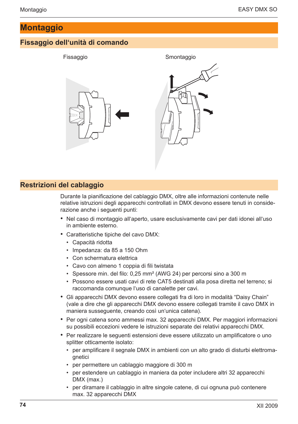 Montaggio | OSRAM EASY DMX 16x4 SO User Manual | Page 74 / 114