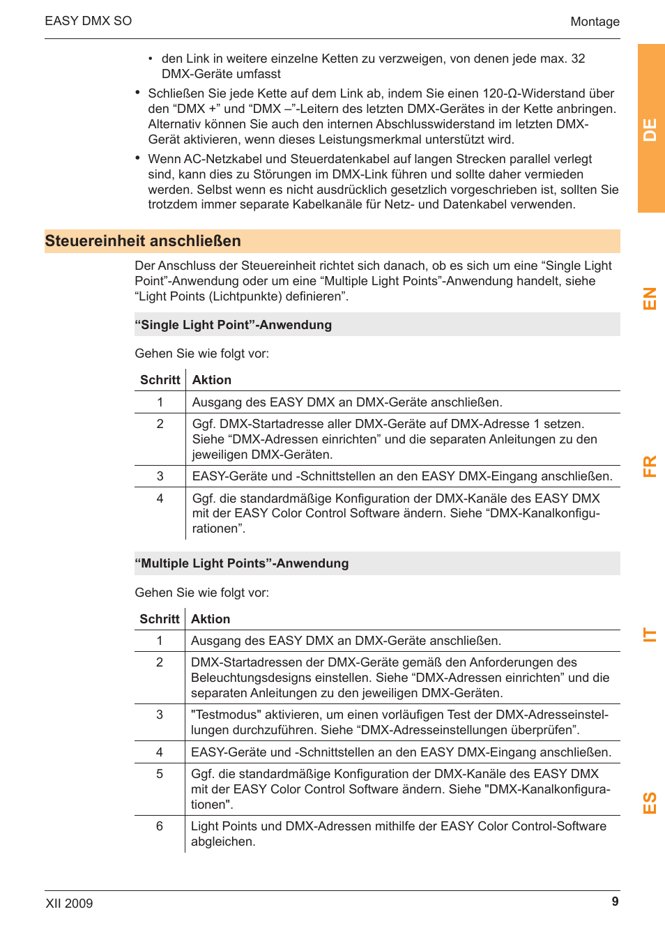 De en fr it es | OSRAM EASY DMX 16x4 SO User Manual | Page 9 / 114