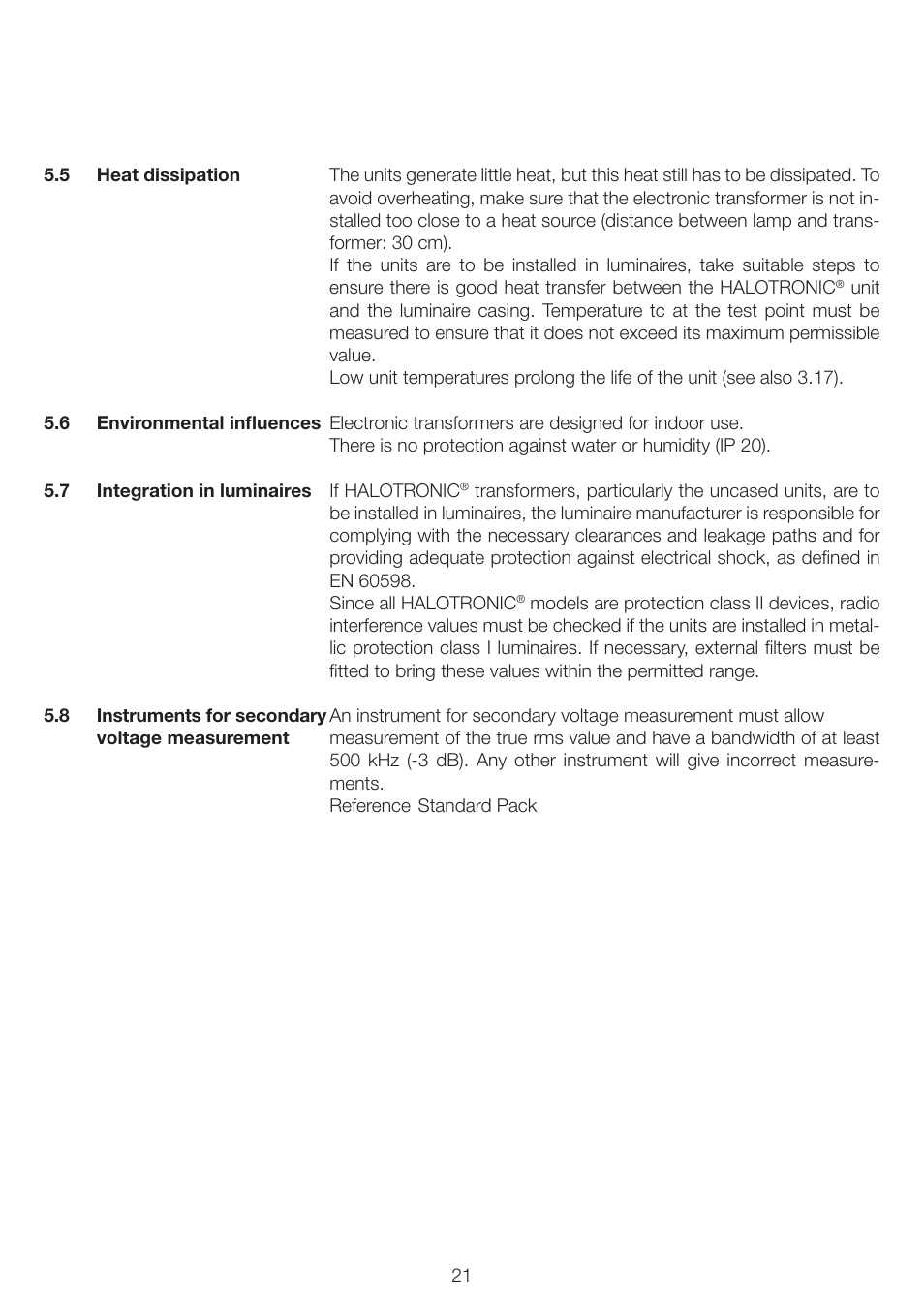 OSRAM HALOTRONIC-PROFESSIONAL HTL User Manual | Page 22 / 25