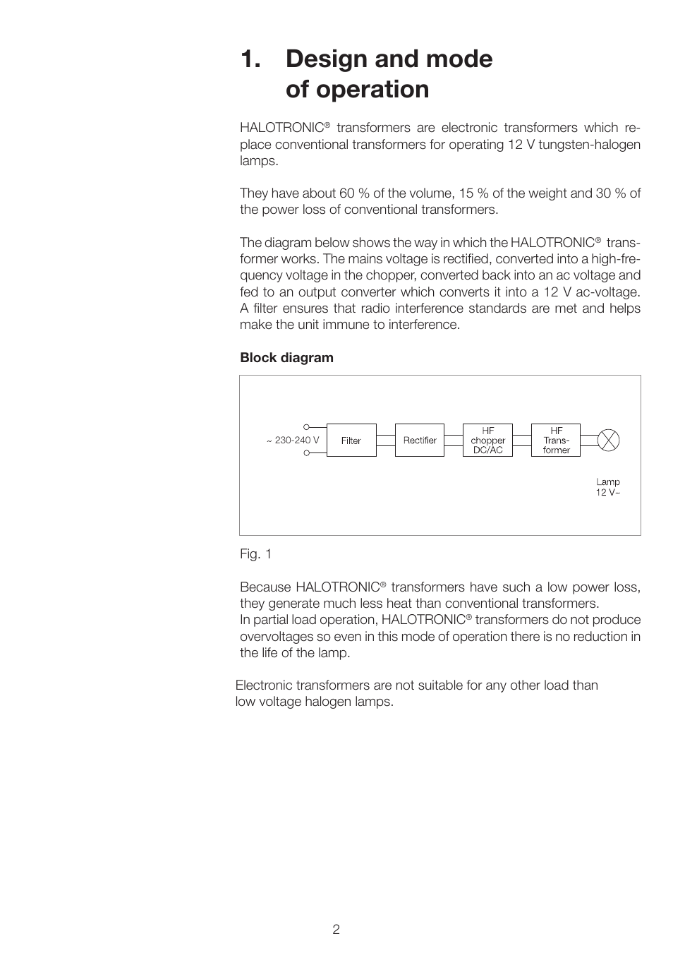 Design and mode of operation | OSRAM HALOTRONIC-PROFESSIONAL HTL User Manual | Page 3 / 25