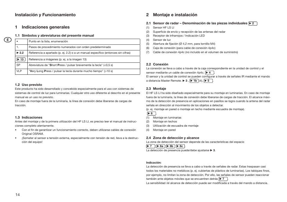 2 montaje e instalación | OSRAM HF LS LI User Manual | Page 14 / 28