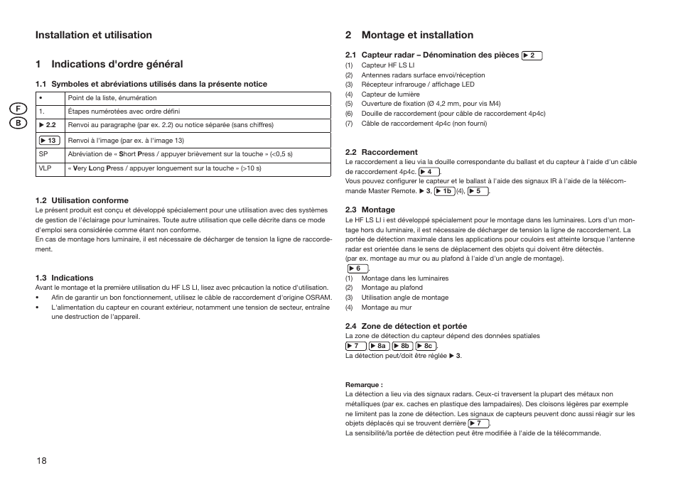 2 montage et installation | OSRAM HF LS LI User Manual | Page 18 / 28