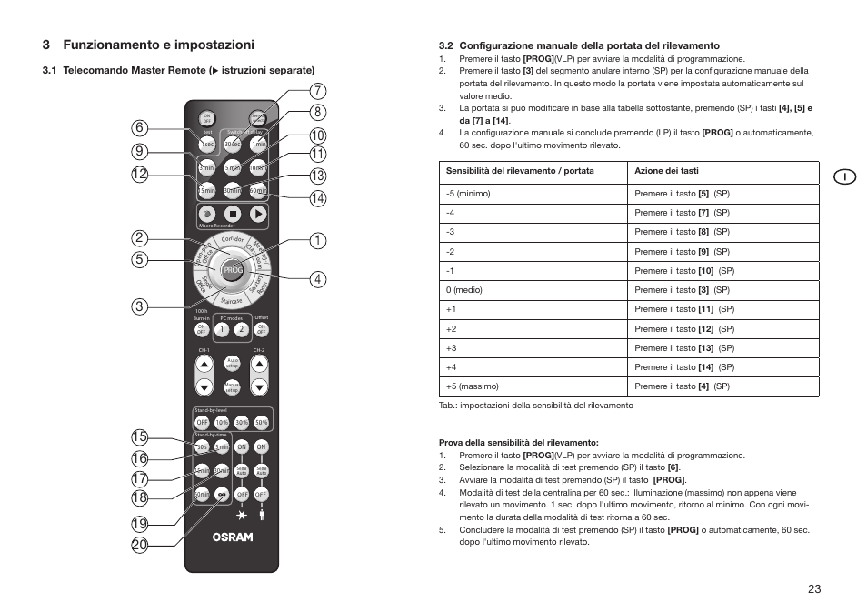 3 funzionamento e impostazioni | OSRAM HF LS LI User Manual | Page 23 / 28