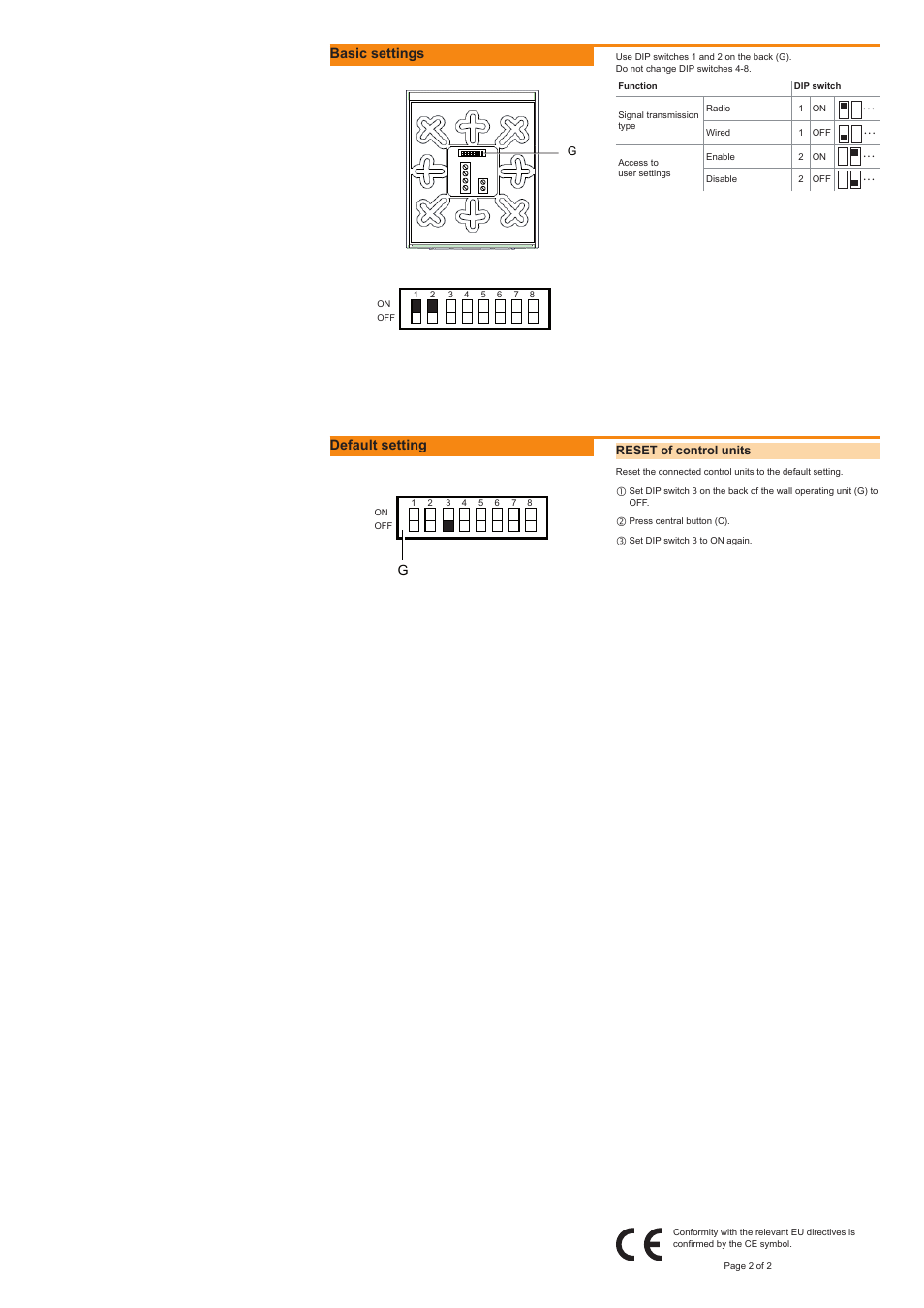 Gdefault setting, Basic settings | OSRAM EASY Color Drive User Manual | Page 2 / 2