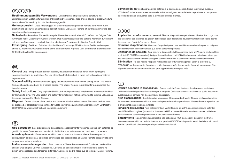 OSRAM Master Remote User Manual | Page 3 / 4