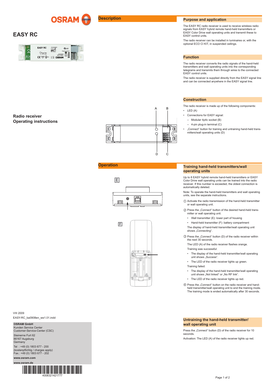 OSRAM EASY RC User Manual | 2 pages