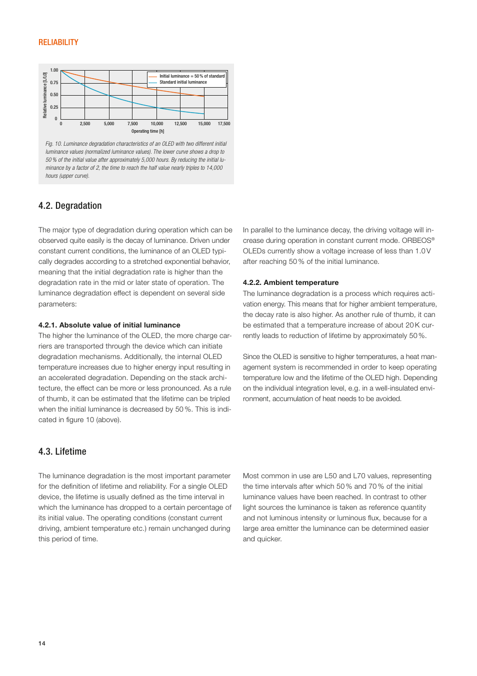 Degradation 4.3. lifetime | OSRAM ORBEOS Components User Manual | Page 14 / 20
