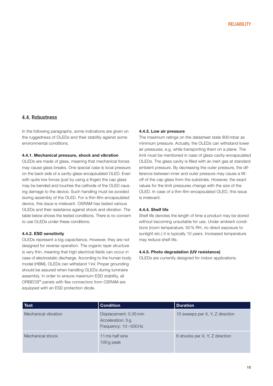 Robustness | OSRAM ORBEOS Components User Manual | Page 15 / 20