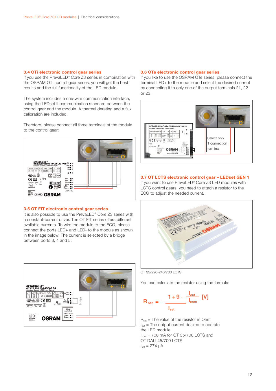 1 + 9 i, V] i | OSRAM PrevaLED Core Z3 User Manual | Page 12 / 20