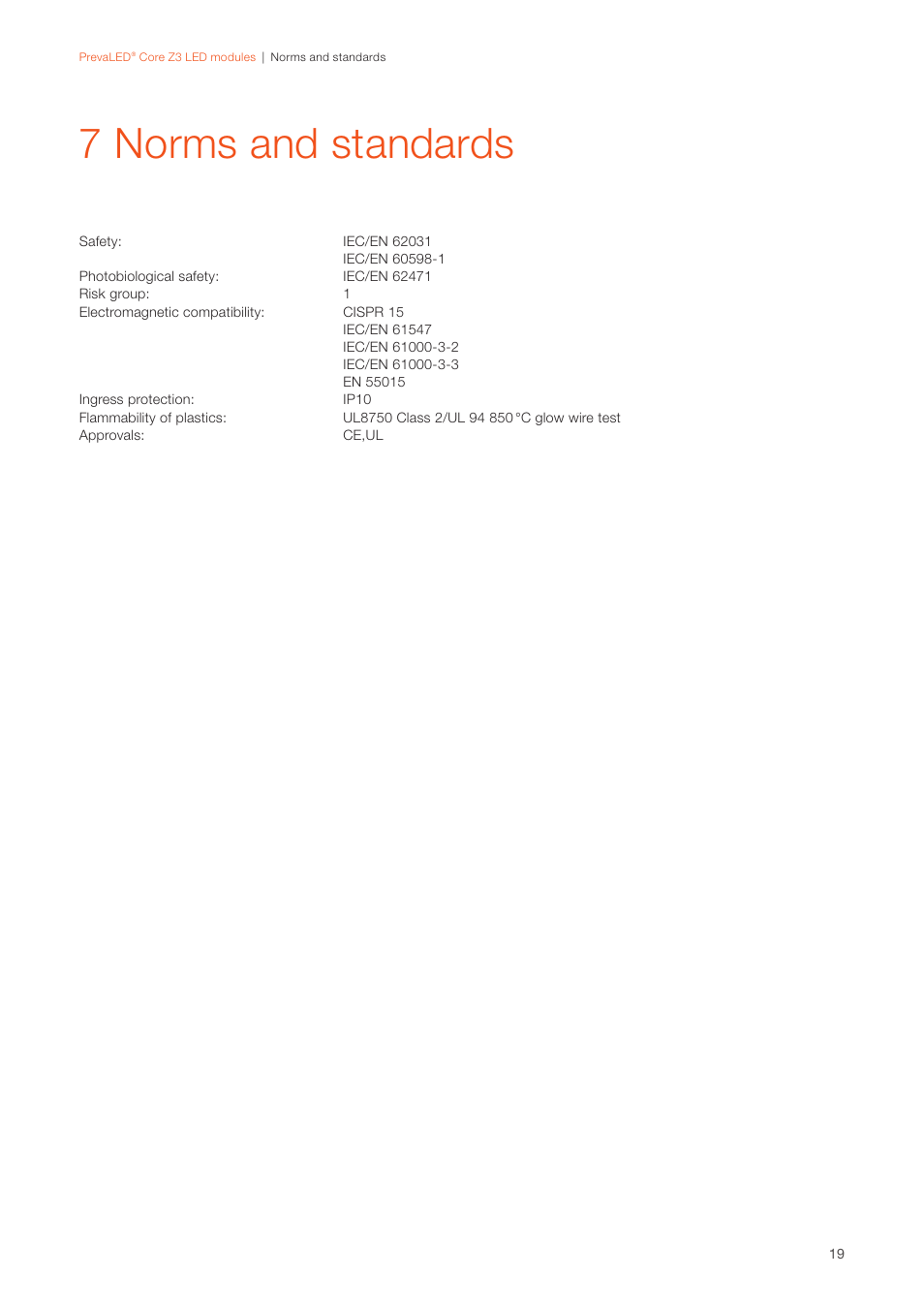 7 norms and standards | OSRAM PrevaLED Core Z3 User Manual | Page 19 / 20