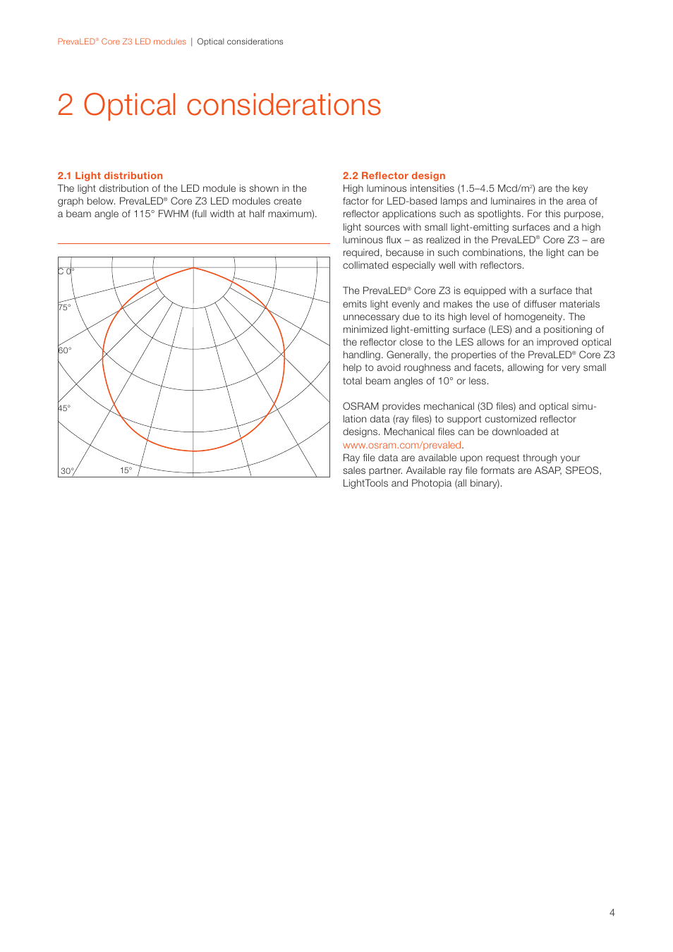 2 optical considerations | OSRAM PrevaLED Core Z3 User Manual | Page 4 / 20