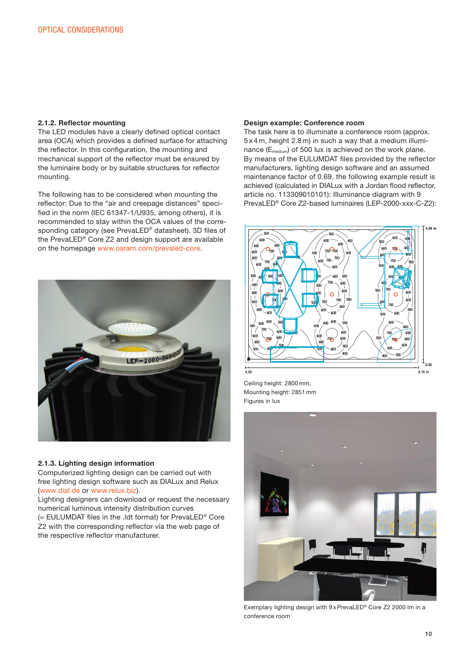 Optical considerations | OSRAM PrevaLED Core Z2 User Manual | Page 10 / 27