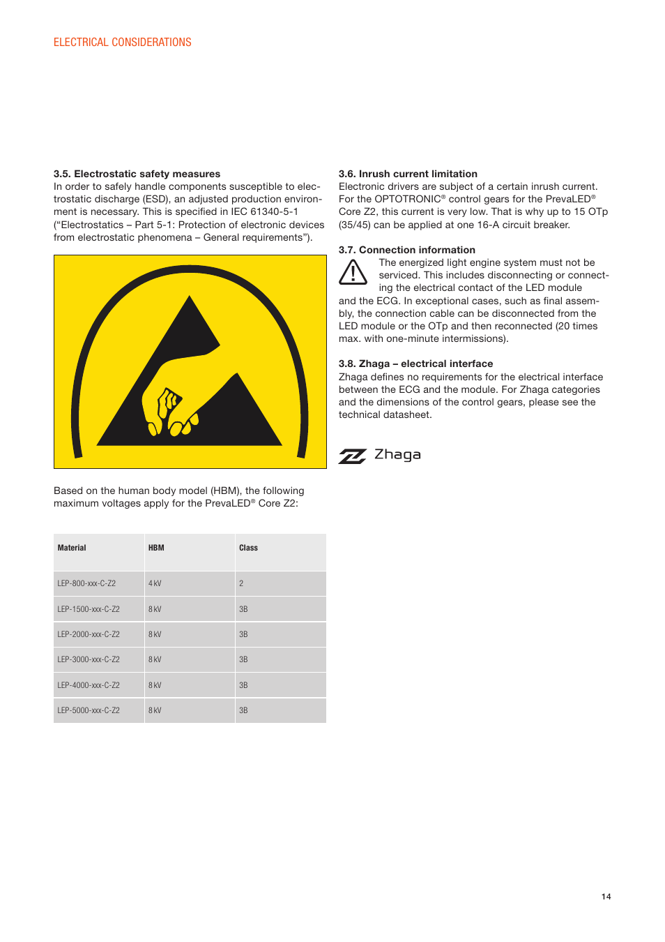 Electrical considerations | OSRAM PrevaLED Core Z2 User Manual | Page 14 / 27