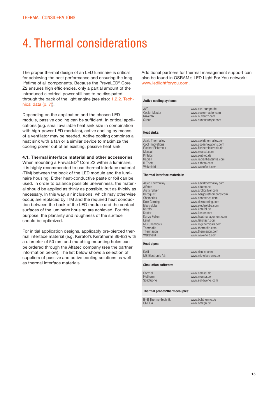 Thermal considerations | OSRAM PrevaLED Core Z2 User Manual | Page 15 / 27